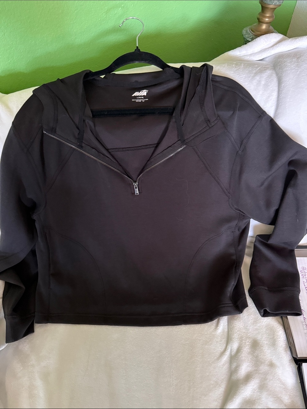 Avia Black Quarter-Zip Hooded Pullover